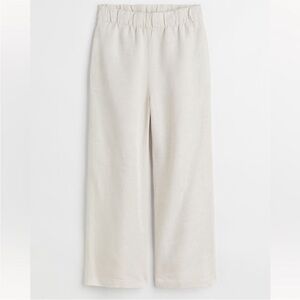 Cream Wide-Leg Pants linen
